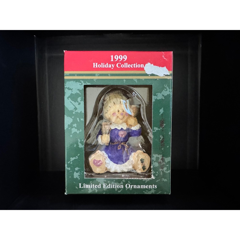 1999 Holiday Collection Limited Edition Angel Polyresin Ornament Purple Dress